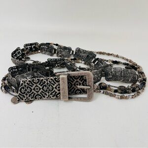 Vintage Boho Filigree Statement Belt Coin Dangle Beaded Festival Belt